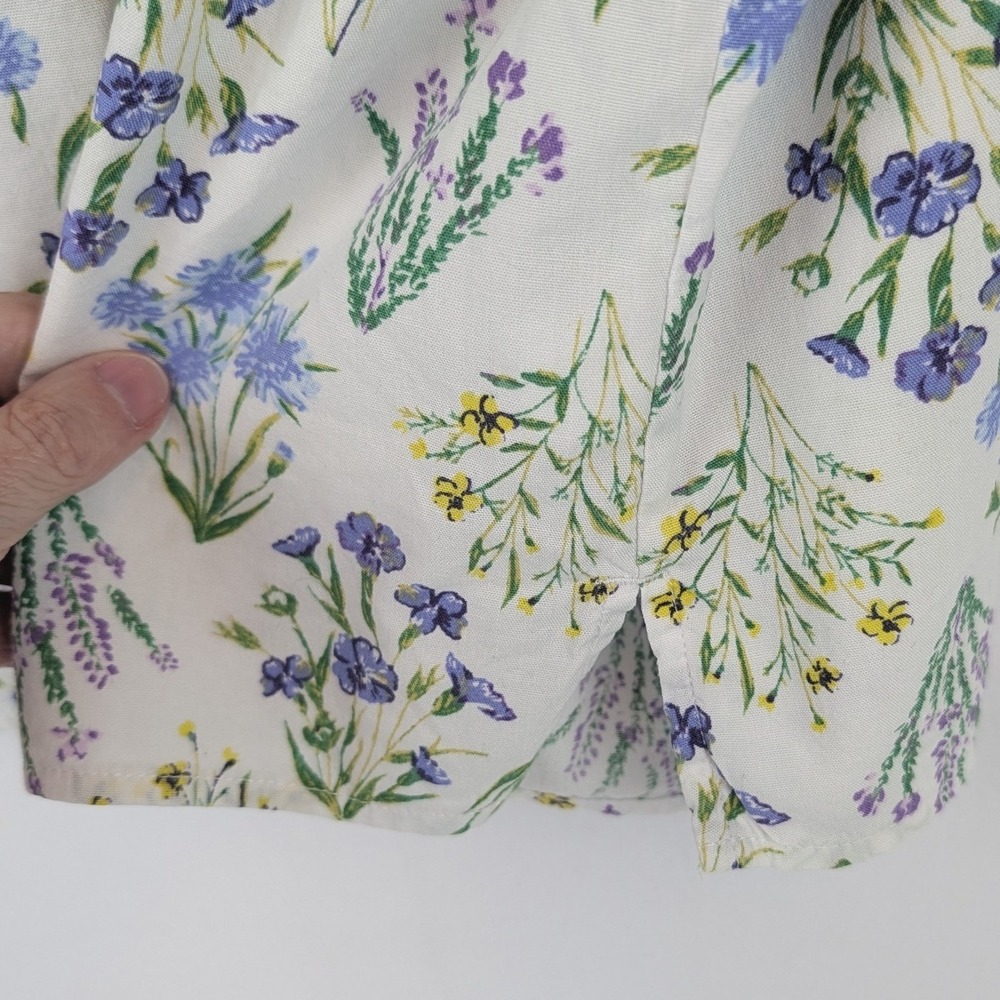 LOFT Blue Floral Dobby Stripe Smocked Puff Sleeve Blouse Top Medium Bundle of 2 - Picture 15 of 16